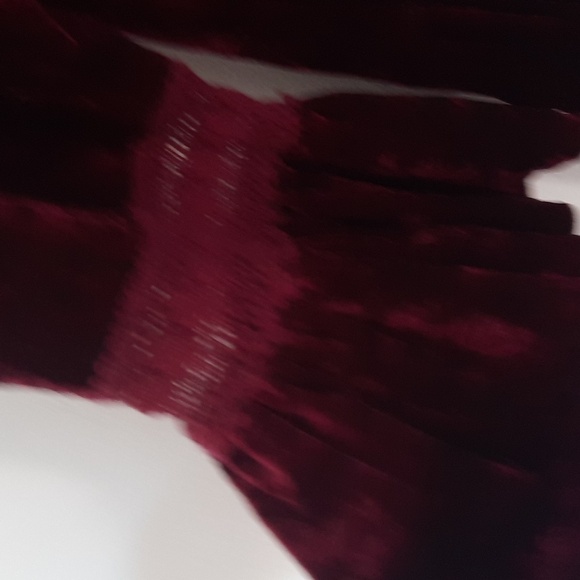 Vintage Addition Elle A/E Burgundy Peplum Long Sleeve Velour Laced Vee Neck Top - Picture 5 of 8